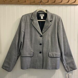 Pendleton Tweed Jacket Blazer Rayon Wool Silk Navy White Button Academia 16 NWT